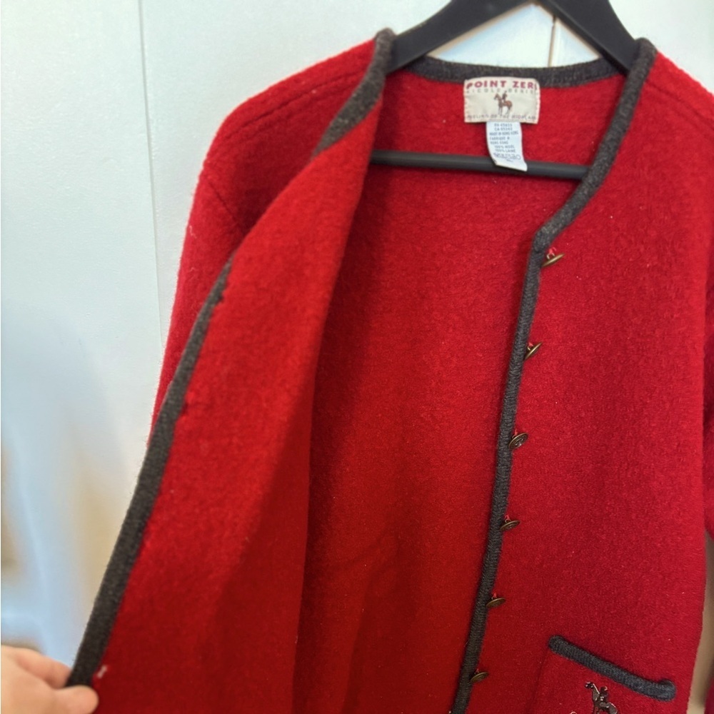 100% WOOL cardigan. Point Zero. Deep red. XL - Picture 2 of 7
